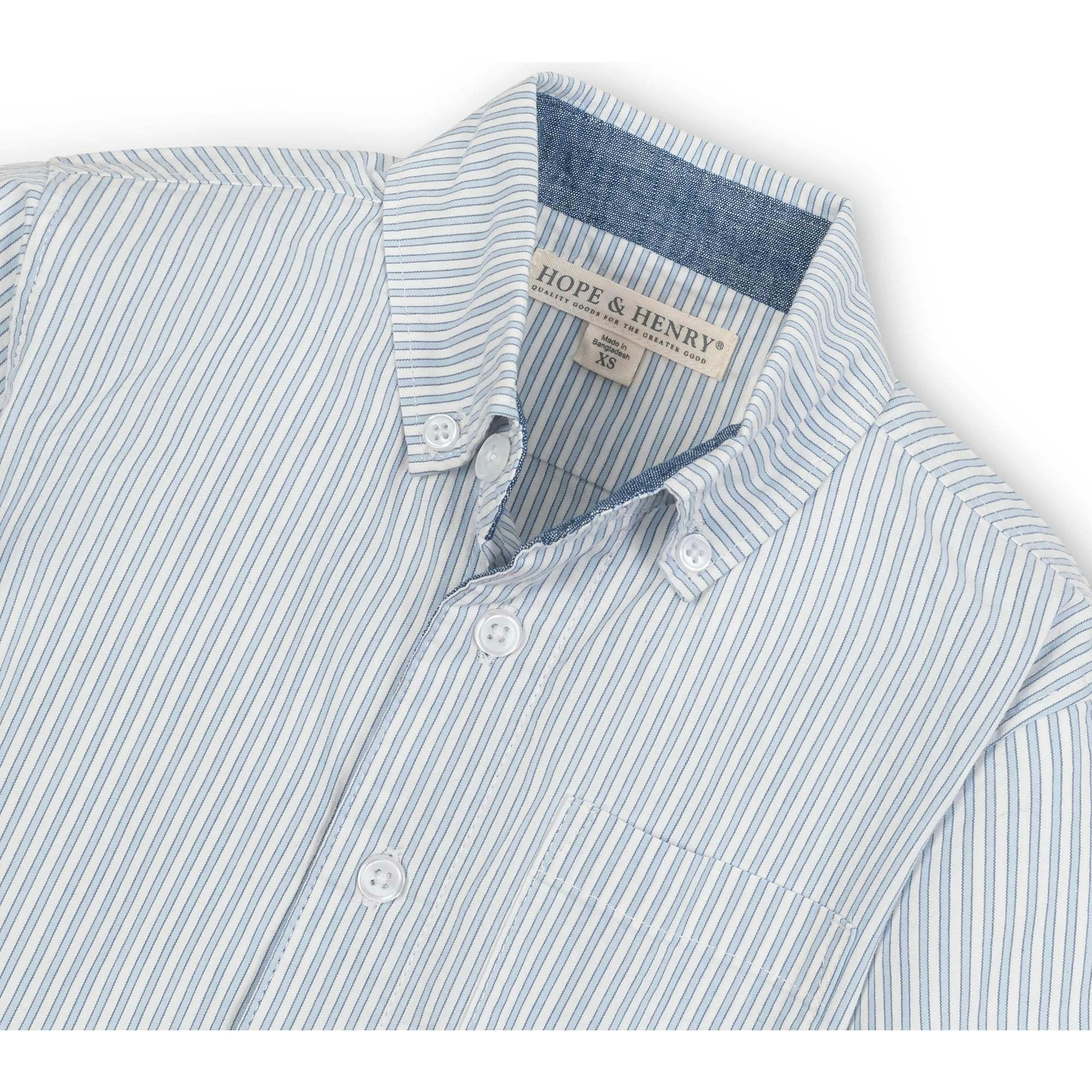 Organic Stretch Poplin Long Sleeve Button Down Shirt, Blue