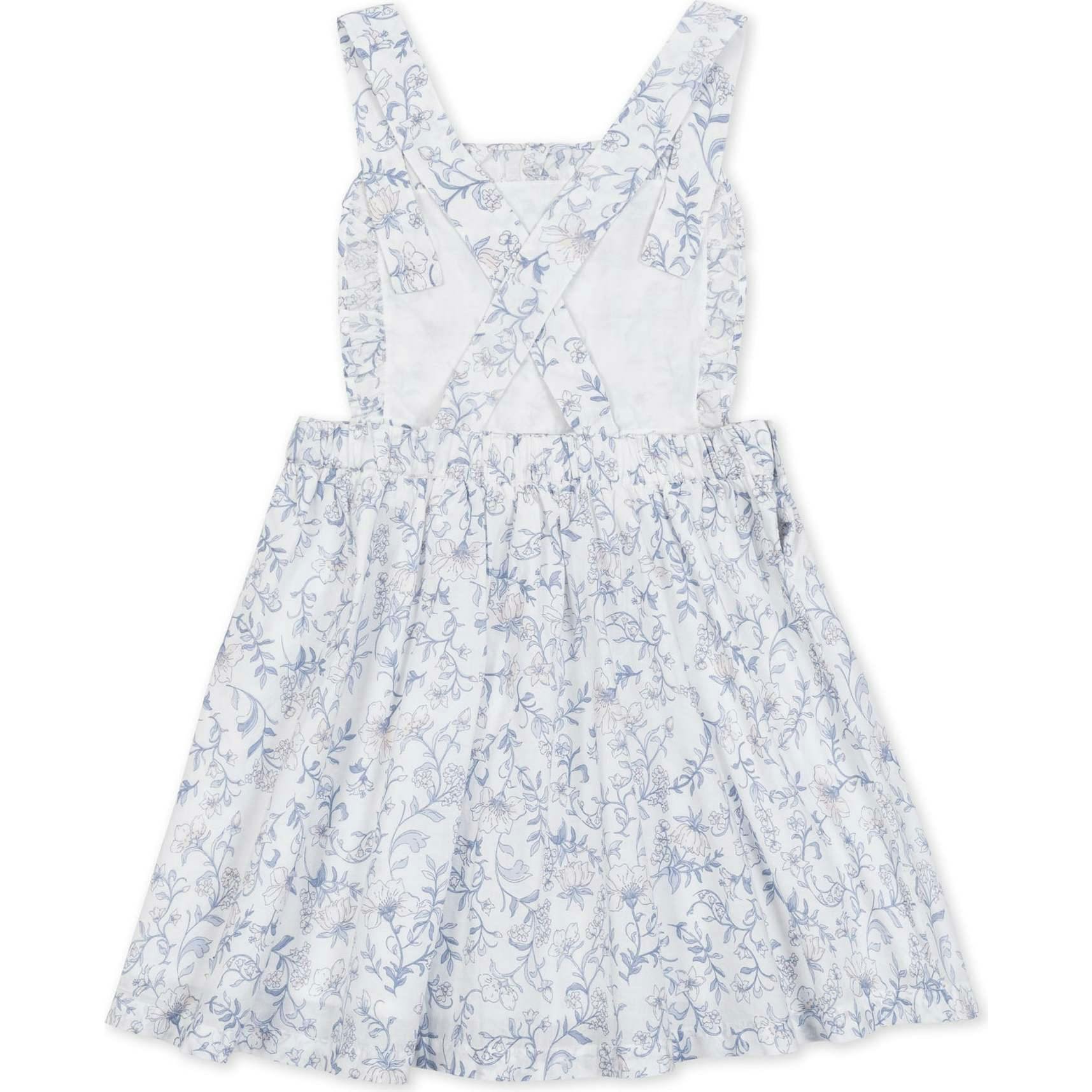 Organic Ruffle Edge Apron Dress, White