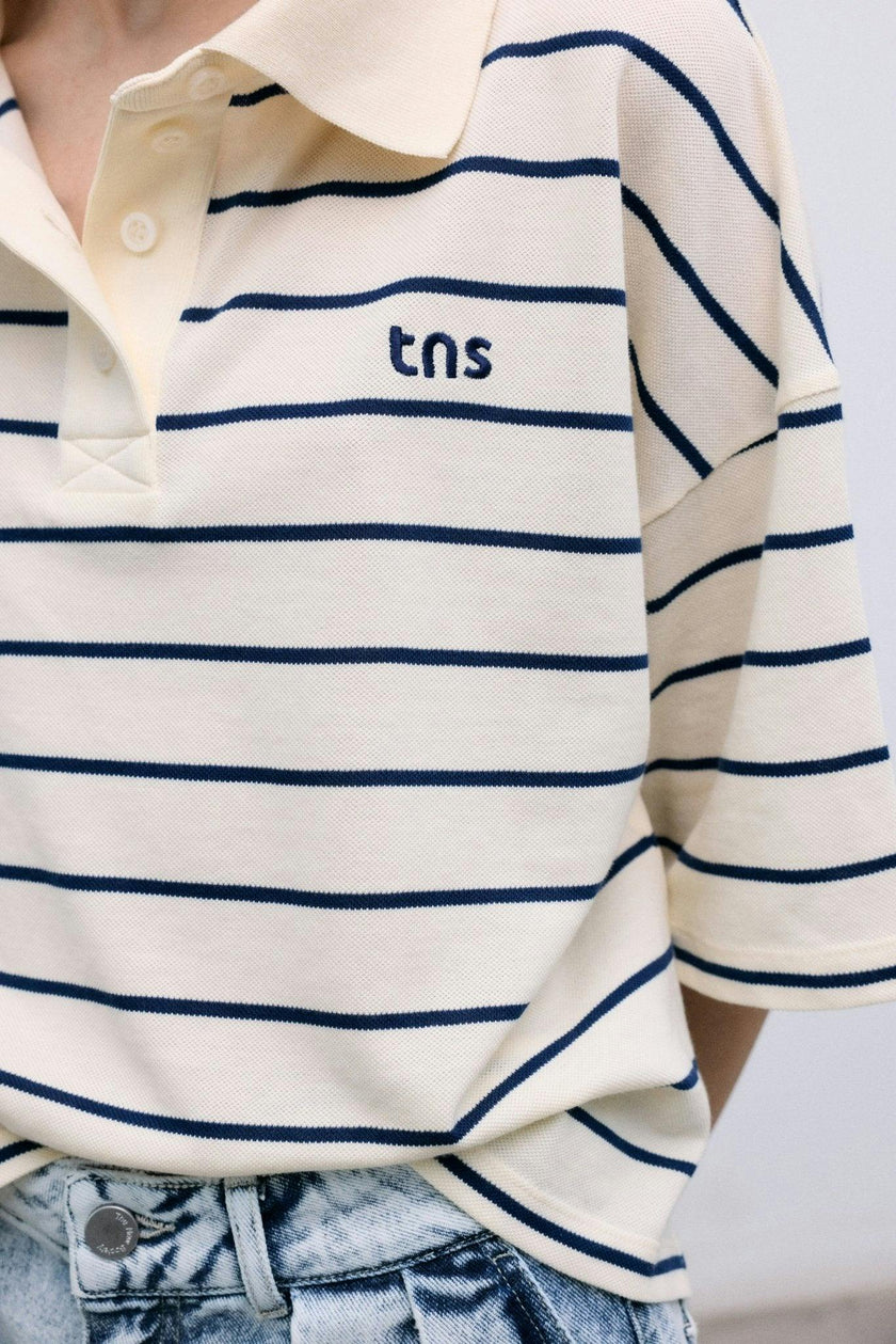 Acacia Woman Polo Ecru Stripes