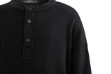 Jet Black Three-Button Henley Top