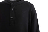 Jet Black Three-Button Henley Top