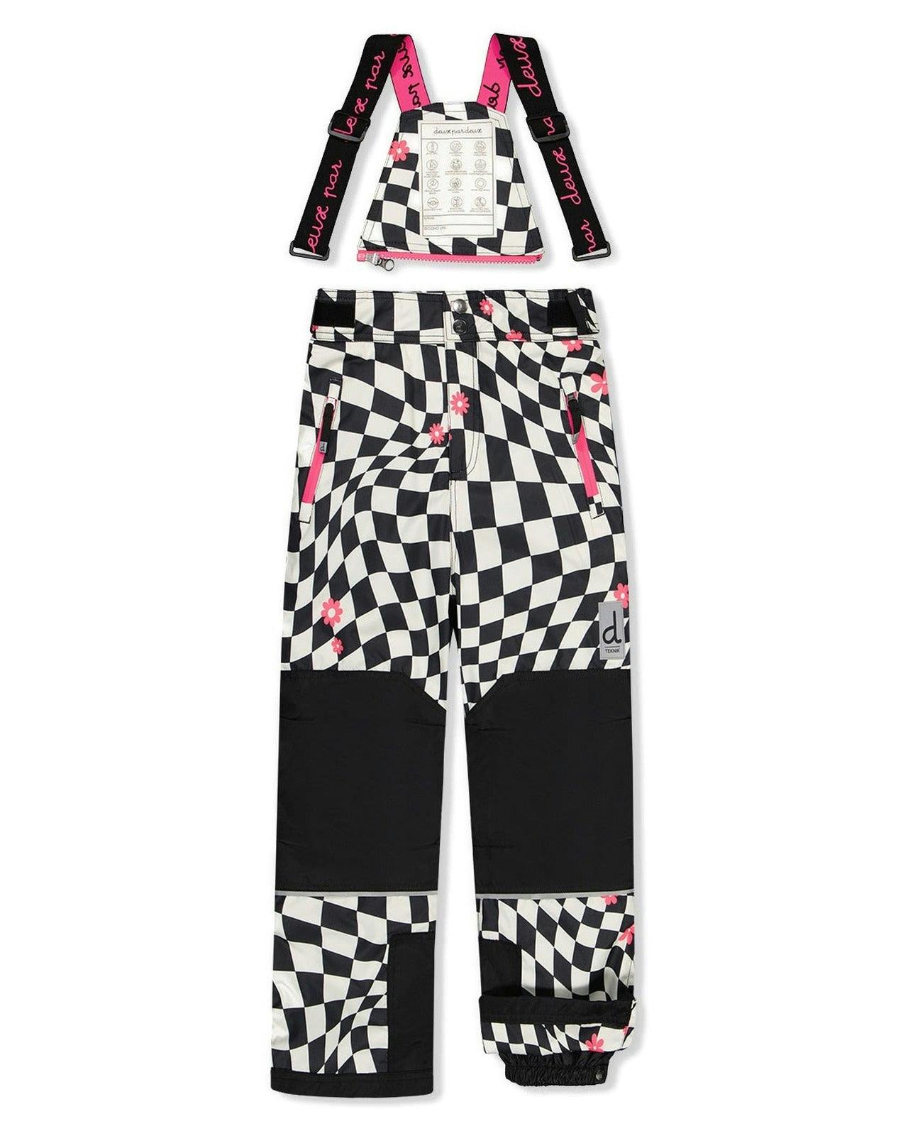 Two Piece Teknik Snowsuit White And Bright Pink Checkered Print