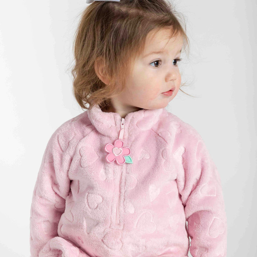 Heart Fleece Top With Flowers