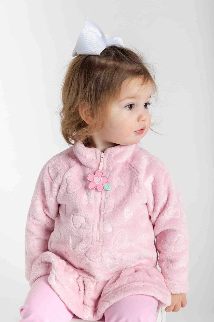 Heart Fleece Top With Flowers