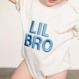 Lil Bro Embroidered Patch Short Sleeve Romper - Natural