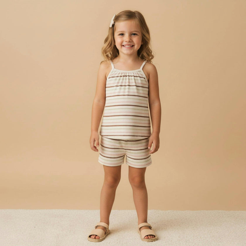 Organic Tank Top & Shorts Set - Terra Stripes
