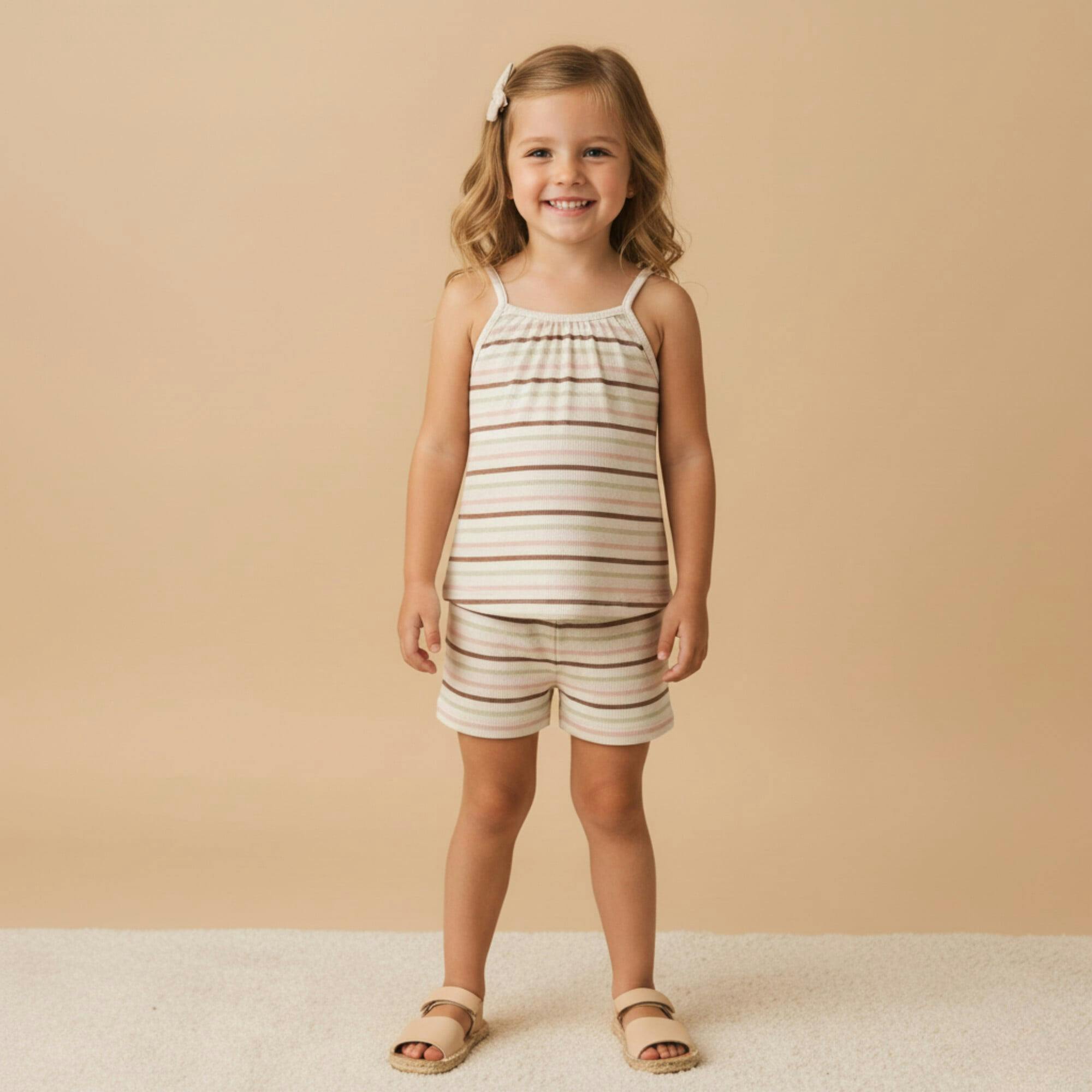 Organic Tank Top & Shorts Set - Terra Stripes