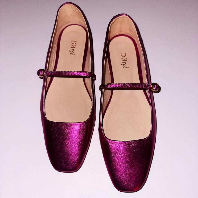 Hilda Mary Jane Ballet flats - Metallic Fuchsia
