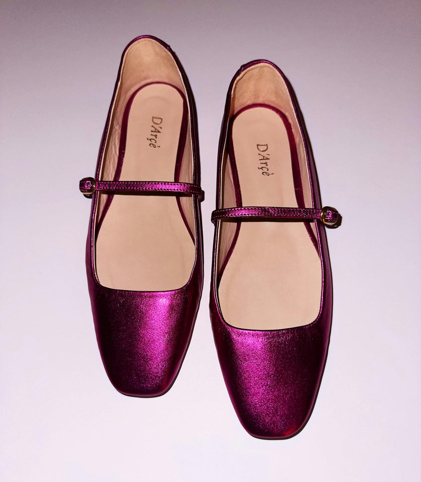 Hilda Mary Jane Ballet flats - Metallic Fuchsia