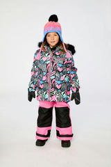 Two Piece Play Snowsuit Black Zebra Print With Pink Pants