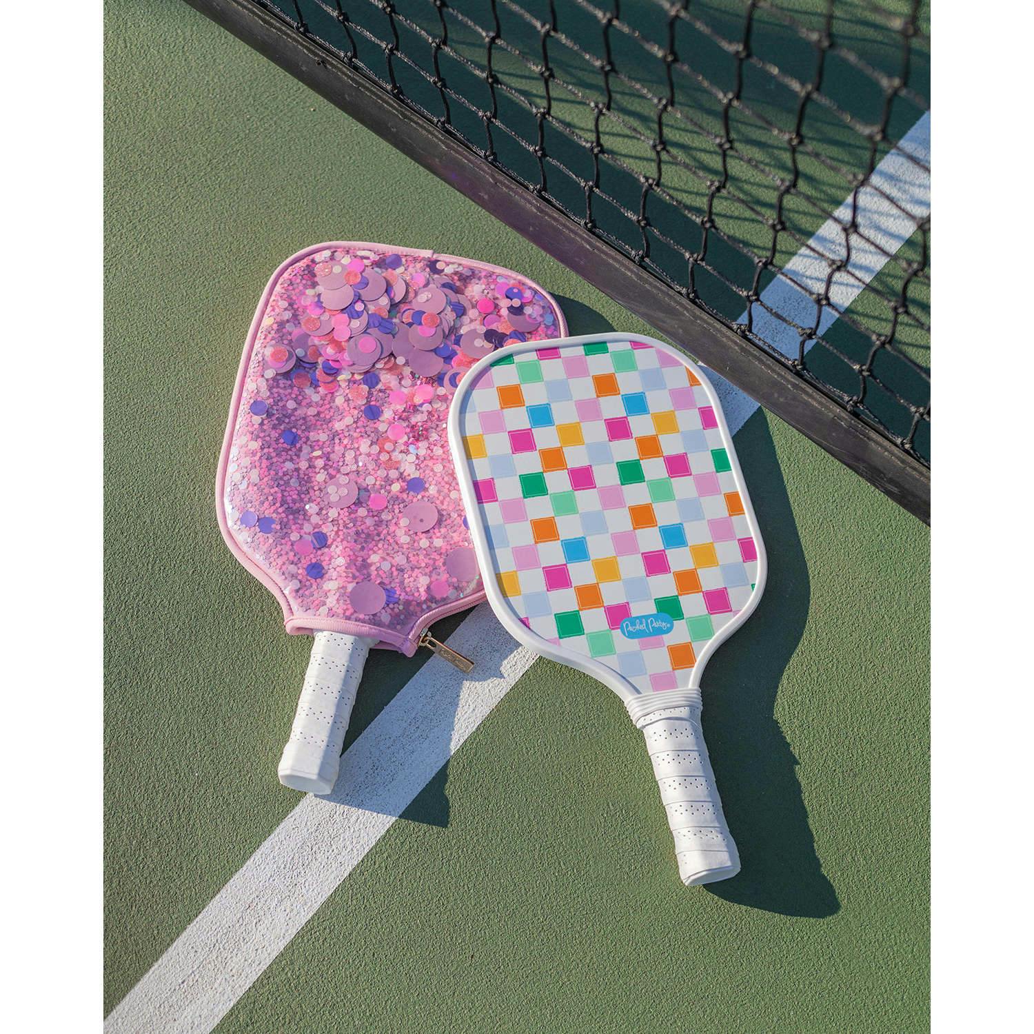 Packed Party Country Club Pickleball Paddle with Confetti-Filled Cover - Standard-Size Paddle with Protective Confetti Case, 7.8x15.75 Inch Paddle