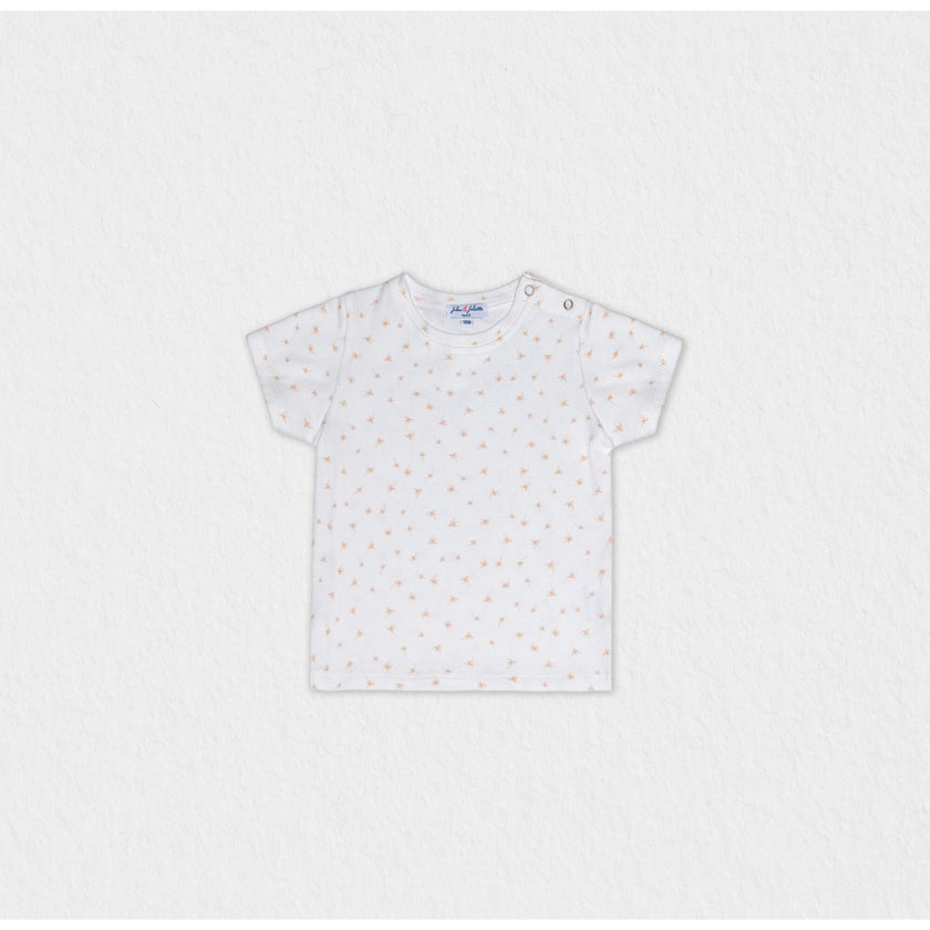 Cederique Baby T-shirt Short Sleeve, White Beige Palm