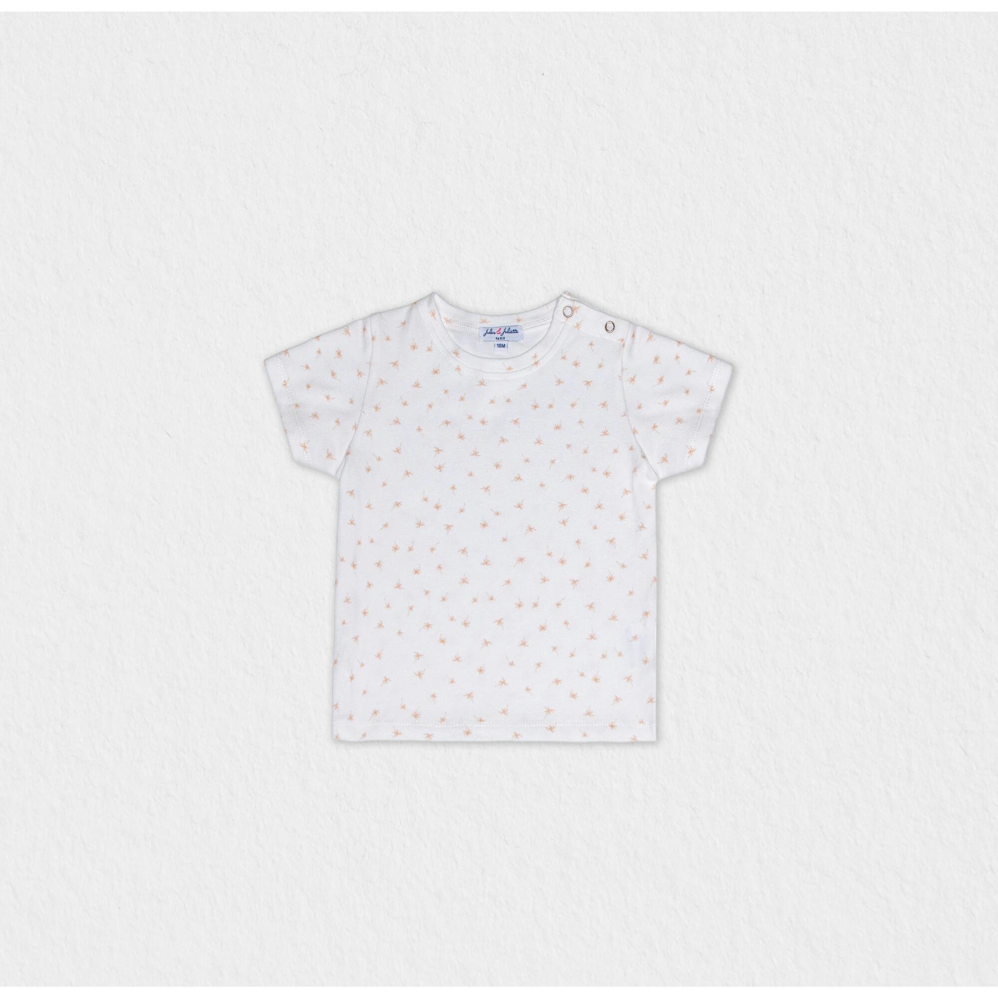 Cederique Baby T-shirt Short Sleeve, White Beige Palm