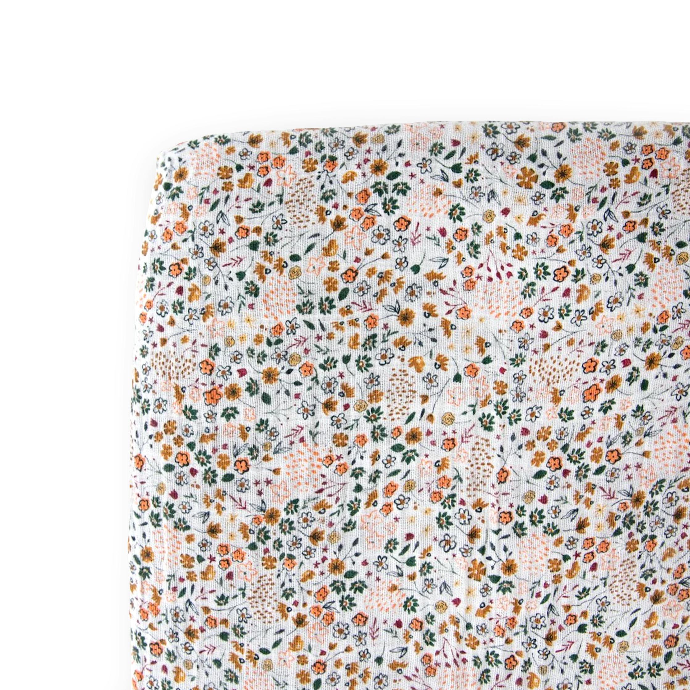 Cotton Muslin Crib Sheet - Pressed Petals