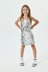 Lena Silver Flower Sequin Dress