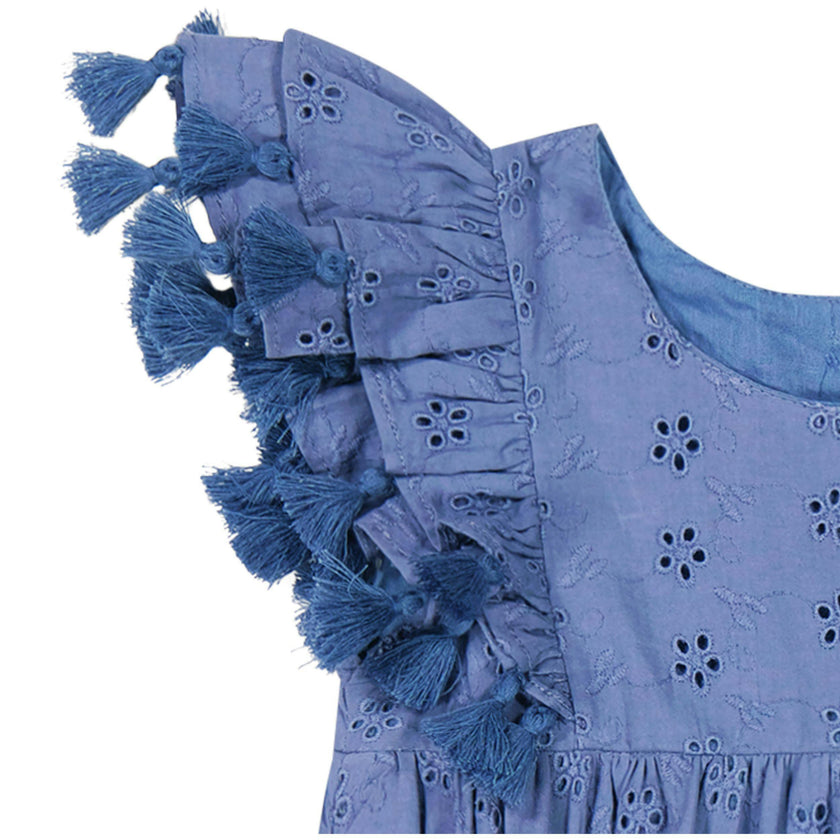 Anna Baby Romper Ocean Bliue Eyelet, Ocean Bliue Eyelet