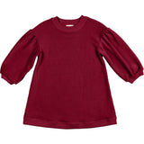 Corduroy And French Terry Dress, Burgundy