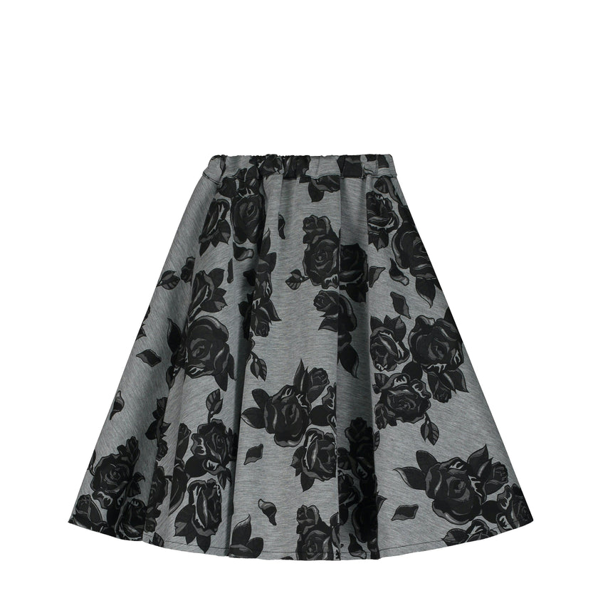 Black Flower Neoprene Skirt