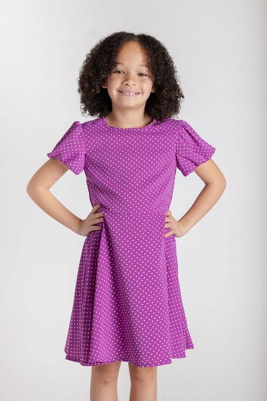 Polka Dot Dress W/Bubble Sleeves
