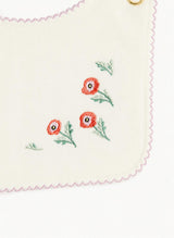 Classic Baby Bib - Embroidered Poppy