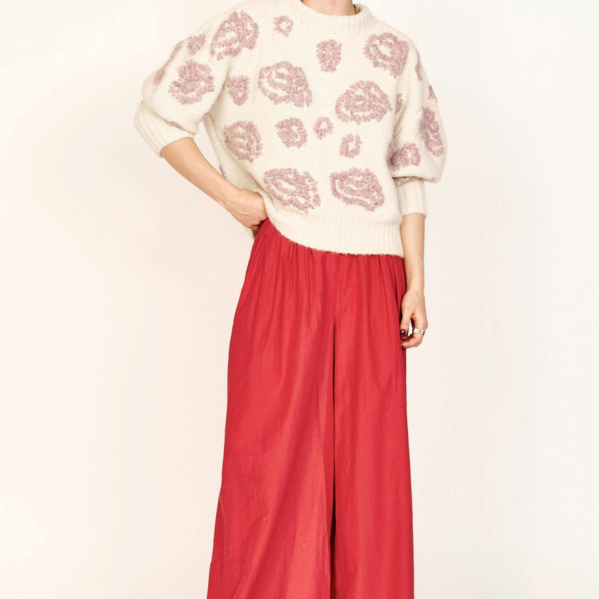 Cusco Waterlily Pullover in Ivory/Fawn