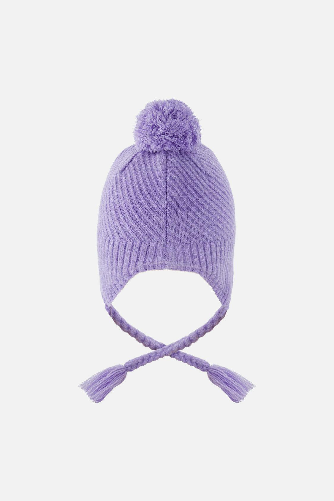 Winter Peruvian Knit Hat with Pompom Violet
