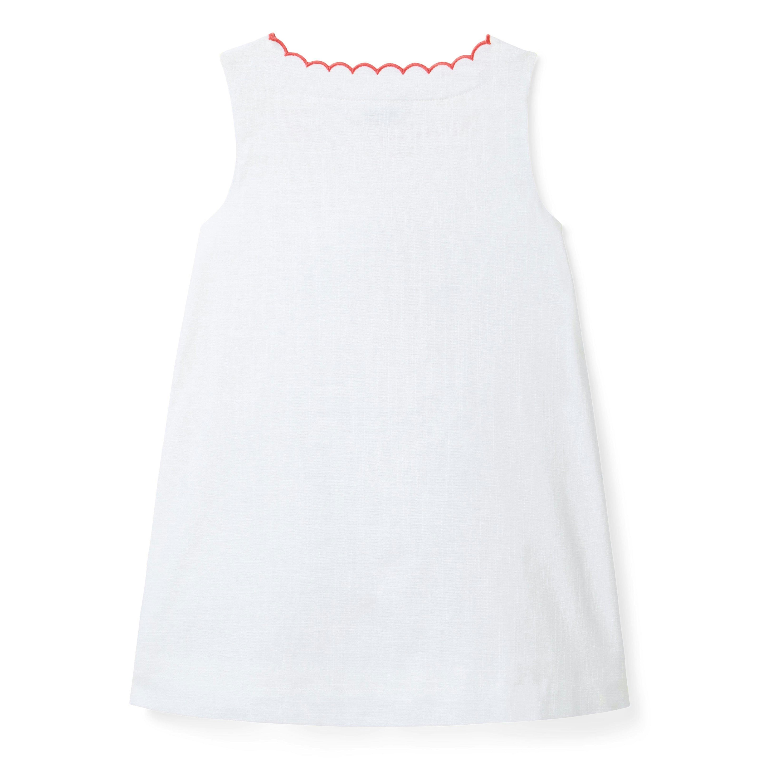 Embroidered Floral Pocket Dress, white