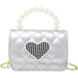 Quilted Pearl Handle Heart Bag