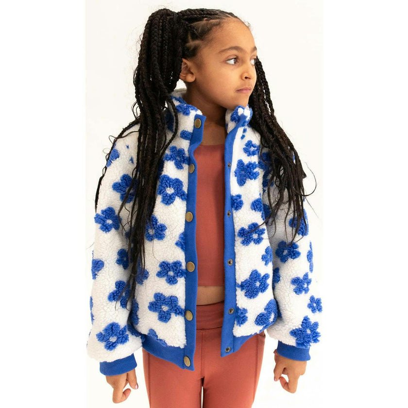Flower Power Fleece Jacket, Blue