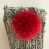 Grey Knee High Socks with Poms