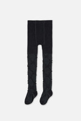 Knit Textured Tights Dark Blue
