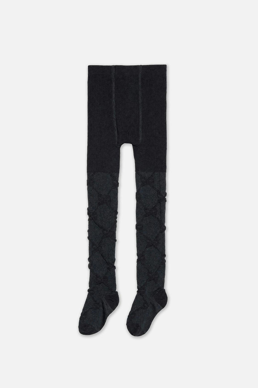 Knit Textured Tights Dark Blue