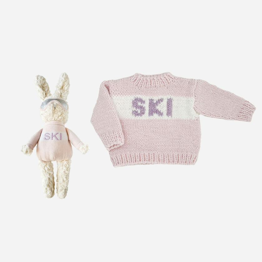 Ski Sweater Baby Pink and Ski Bunny Plush Set