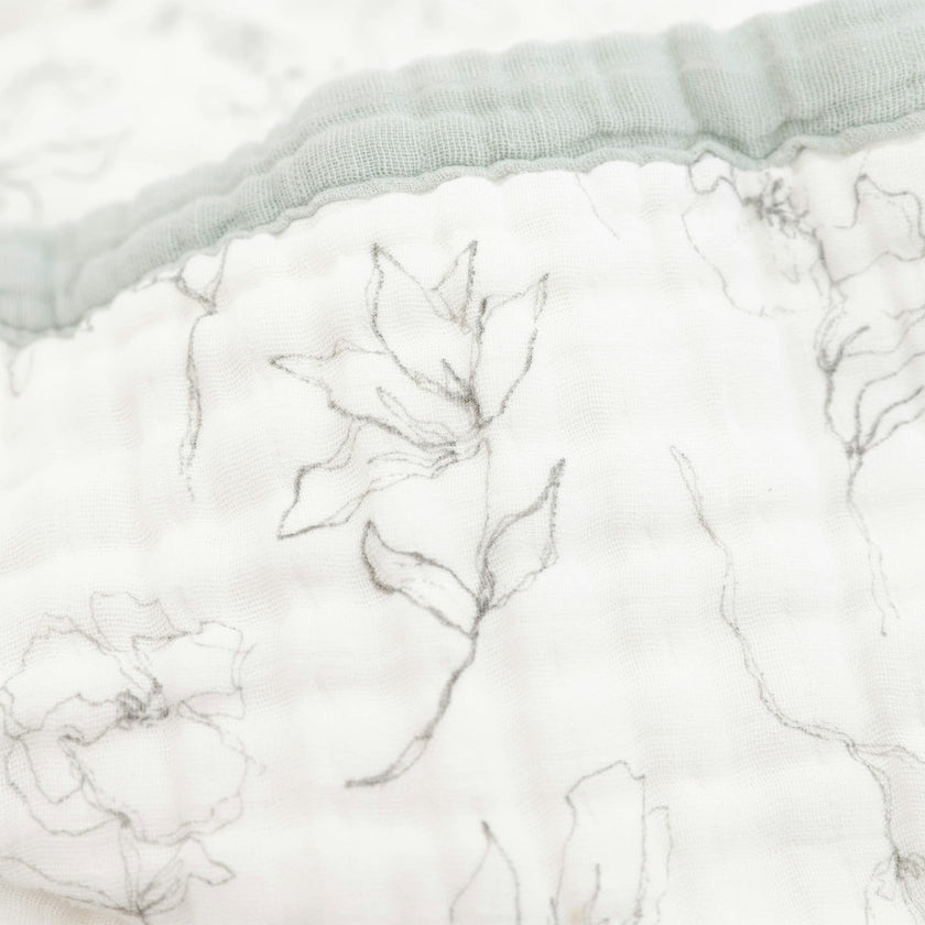 Organic Cotton Muslin Quilted Throw - Pencil Floral