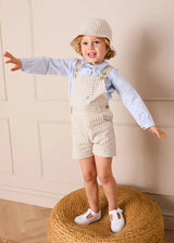 Percy Stripe Insignia Pocket Detail Dungarees in Blue (18mths-4yrs)