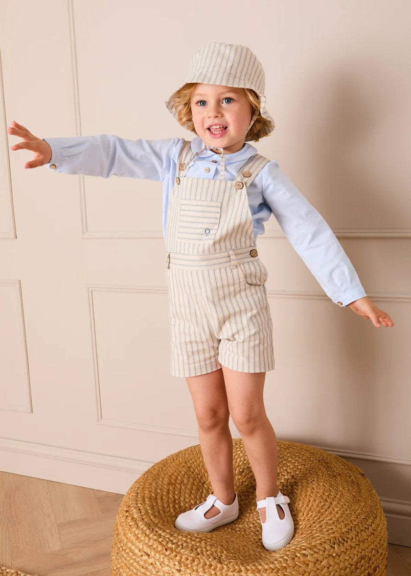 Percy Stripe Insignia Pocket Detail Dungarees in Blue (18mths-4yrs)