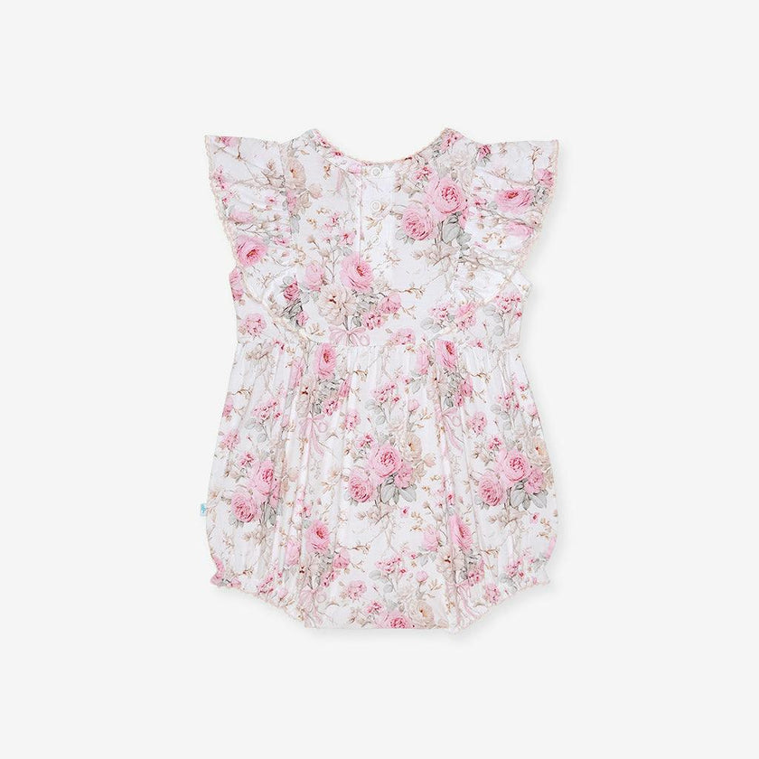 Roberta Flutter Sleeve Picot Bubble Romper