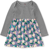 Babys Mix Print 2-Tone Long Sleeve Skirt Dress, Multi