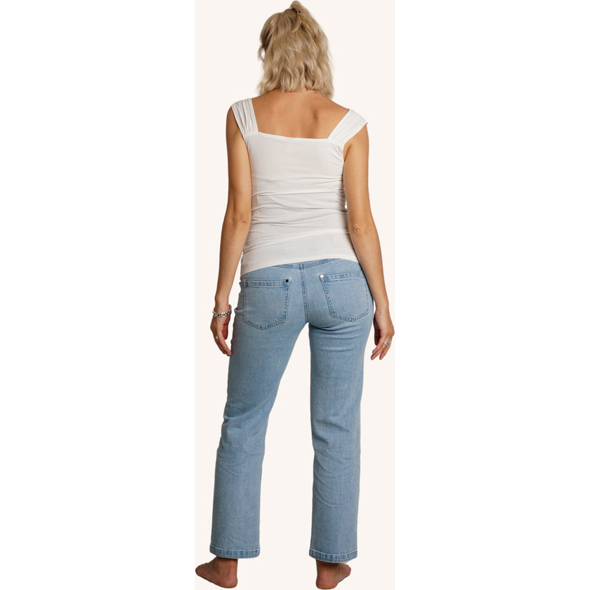 Hailey Maternity Straight Leg Jeans, Washed Blue
