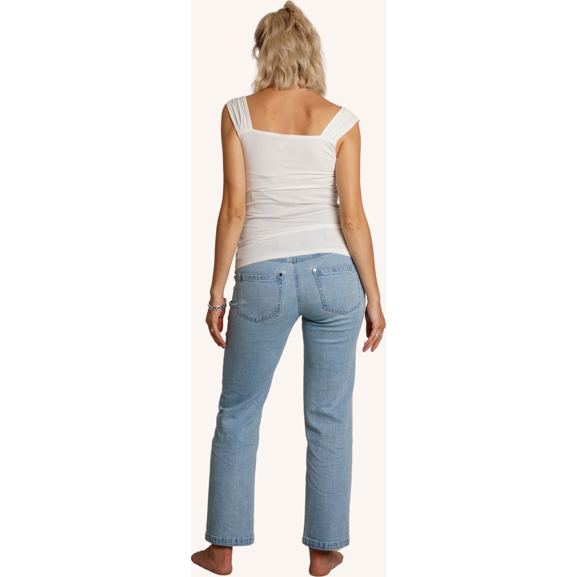 Hailey Maternity Straight Leg Jeans, Washed Blue