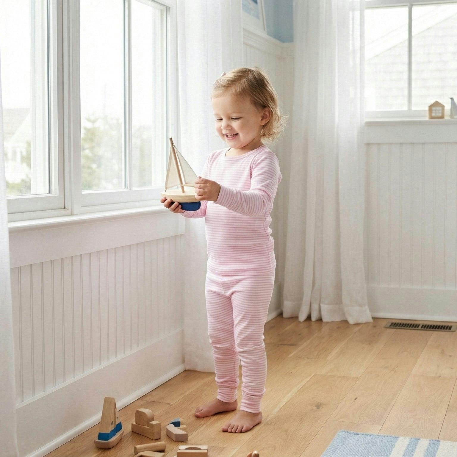 Ballet Stripe Bamboo Toddler Pajama Set