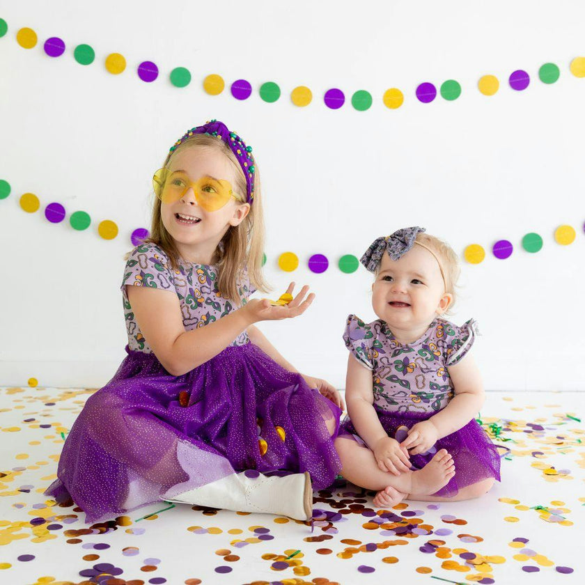 Mardi Gras Short Sleeve Tutu Bodysuit