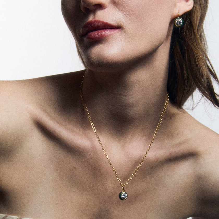 Green Enamel Bezel Charm