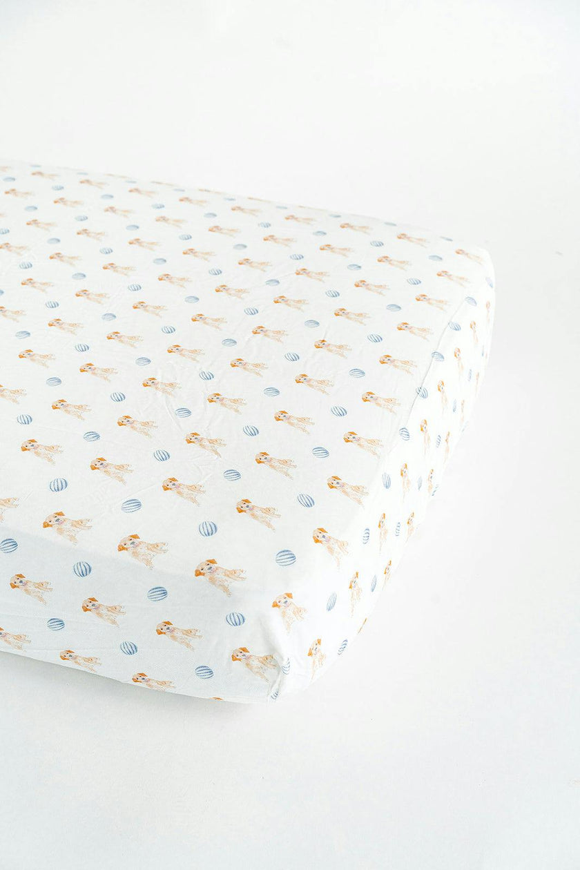 The Goldie In Blue Print Crib Sheet