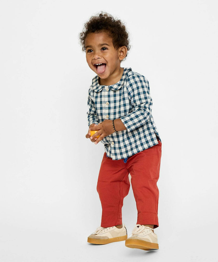 Jefferson Baby Shirt, Blue Picnic Check
