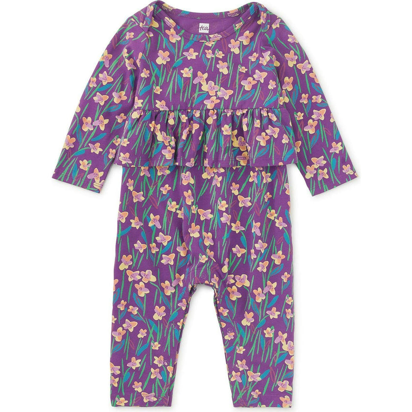Pretty Peplum Baby Romper, Purple