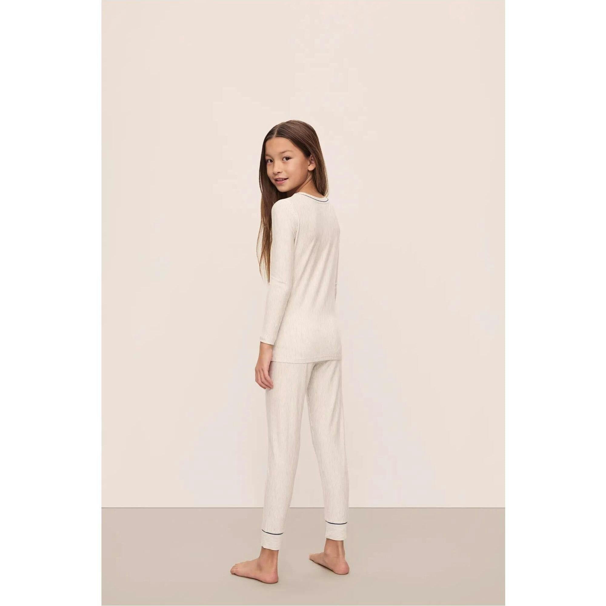 Kids Printed TENCEL Modal Unisex Long PJ Set, Grey