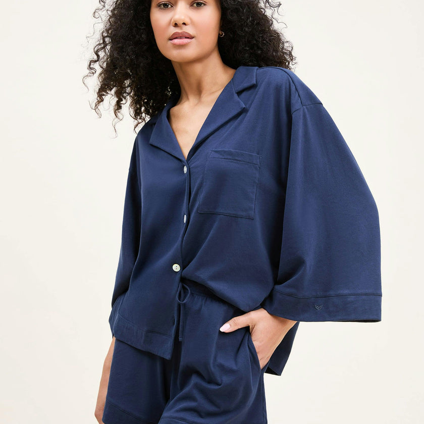 The Olivia Pima Short Set in Navy