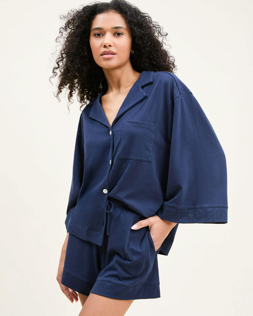 The Olivia Pima Short Set in Navy