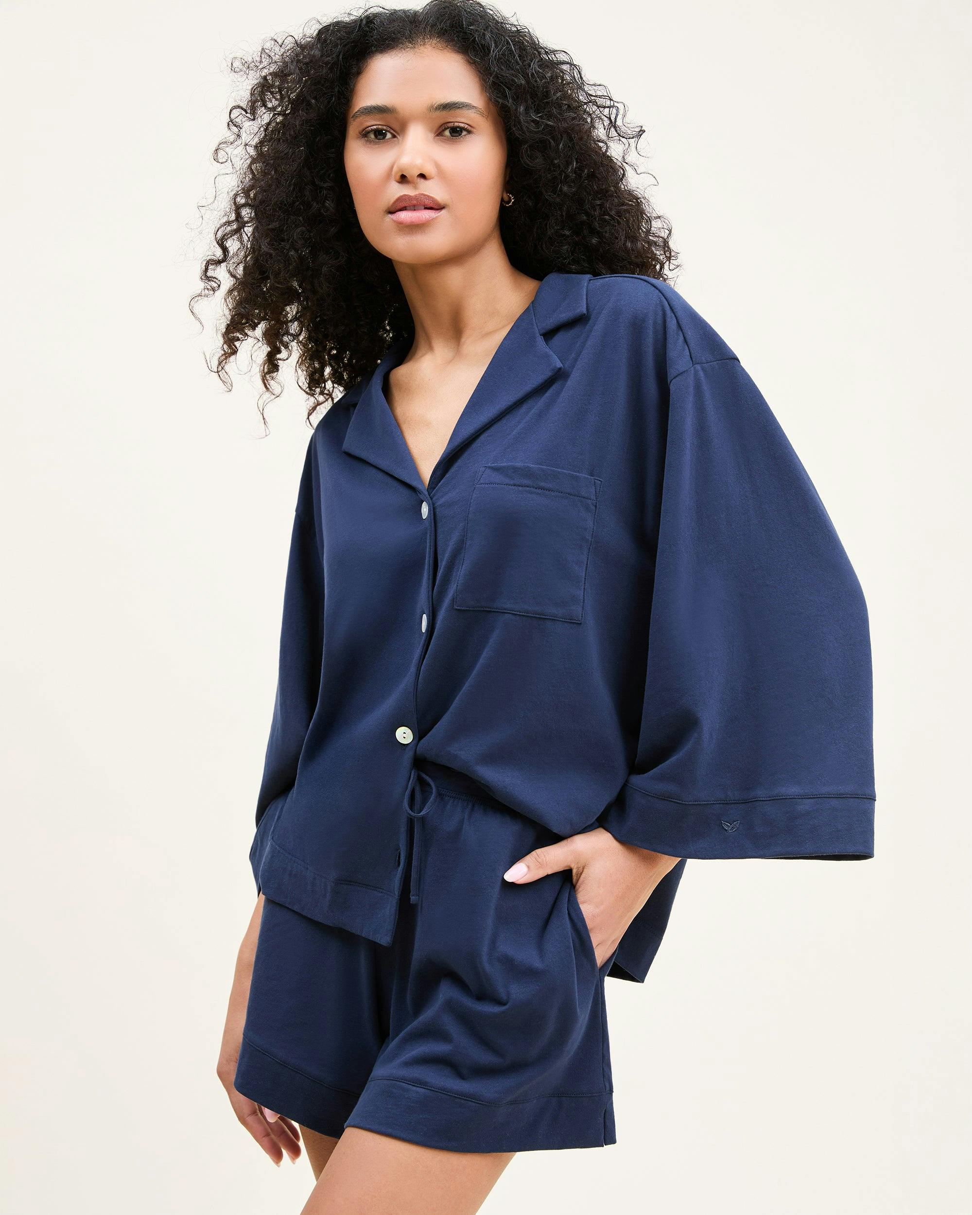 The Olivia Pima Short Set in Navy